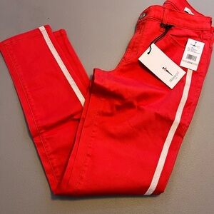 SKINNY GIRL Red Side Stitching Skinny Jeans SIZE 27/4